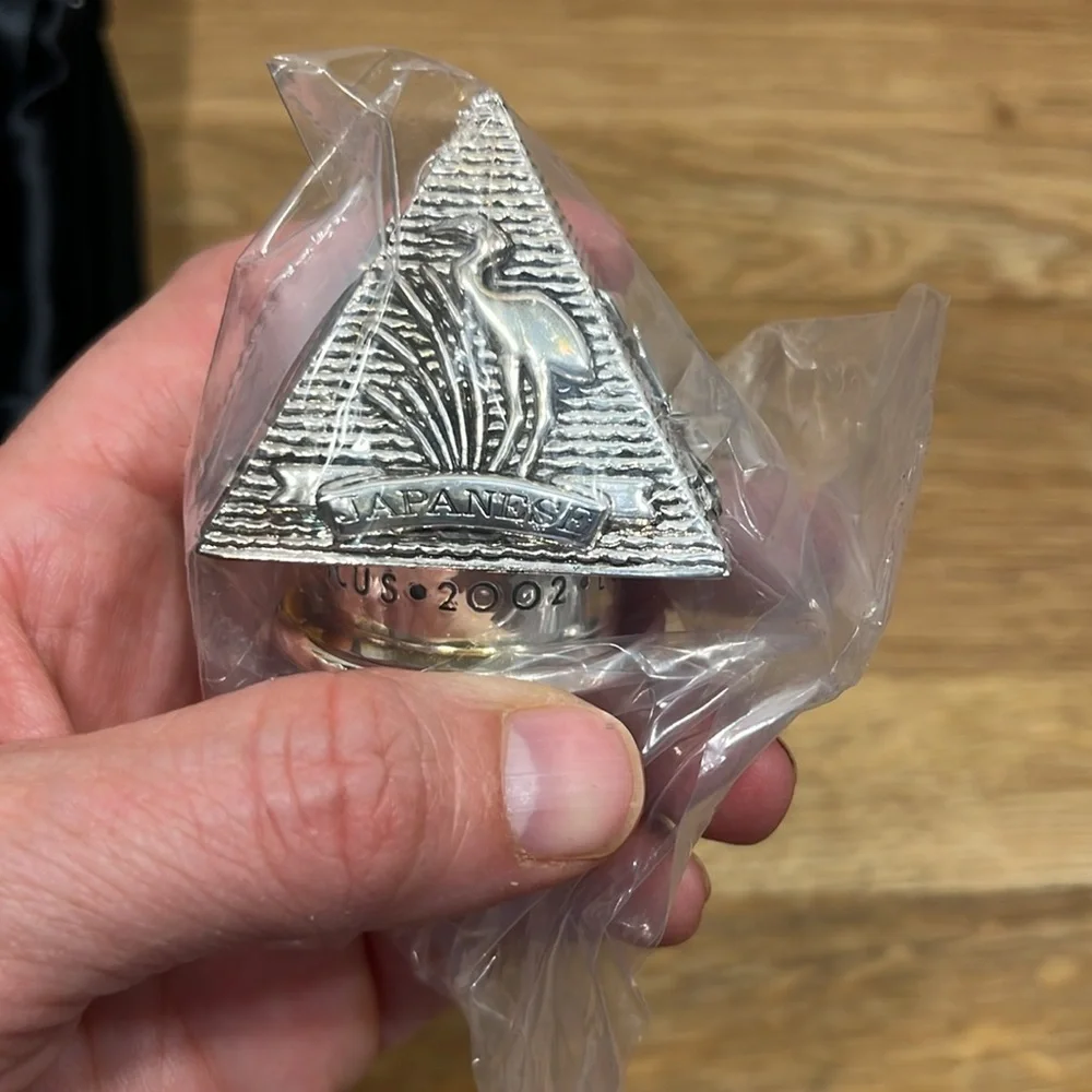 NEW Neiman Marcus 2002 Silver Tone Pyramid Bottle Stopper in Black Velvet Box